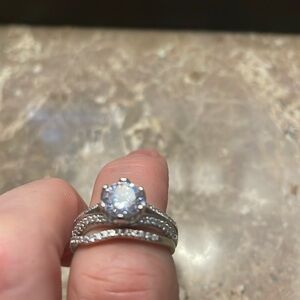 Cubic Zirconia 2-Piece Wedding Ring Set